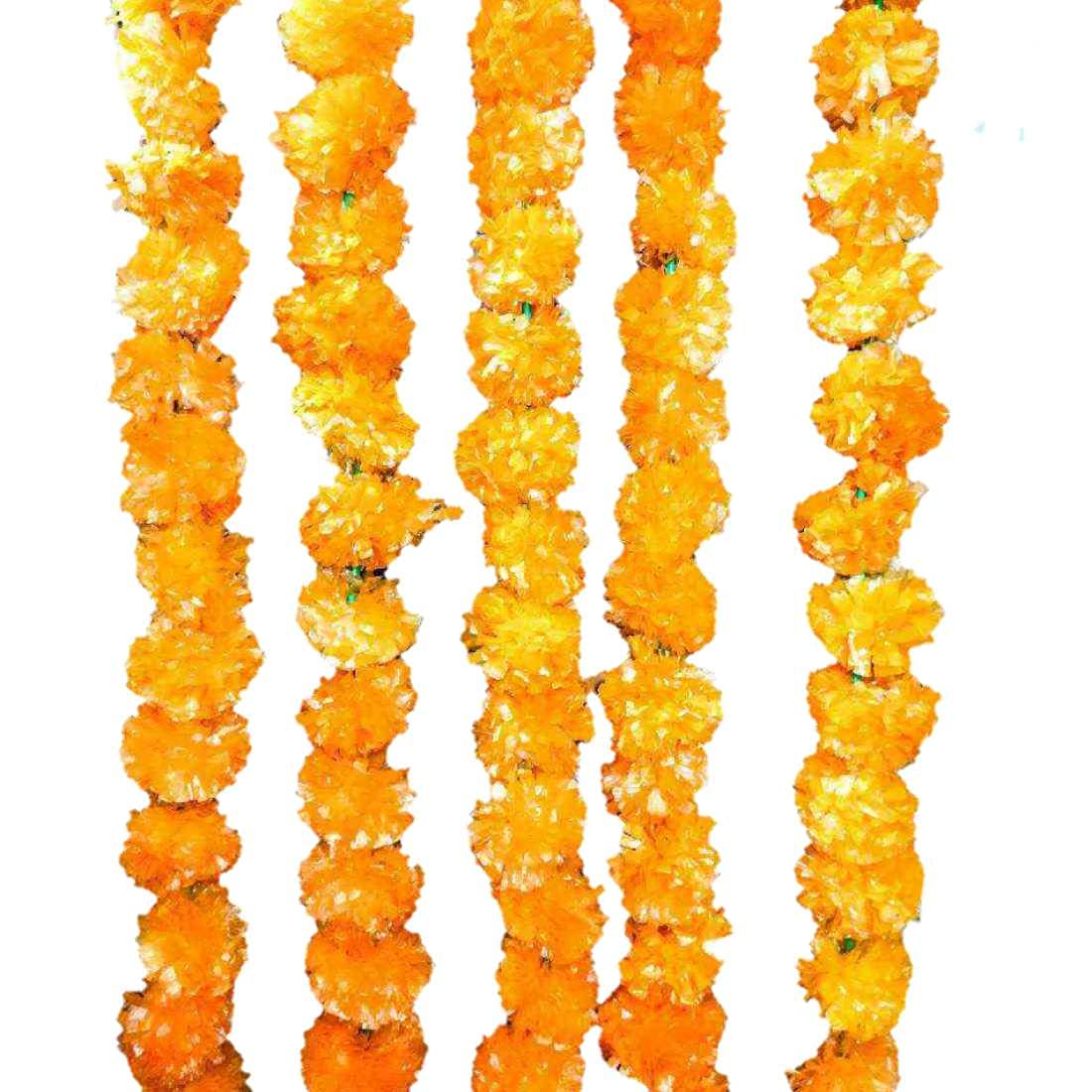 ZAMFONY Artificial Marigold Garlands Light Orange 4.5ft Long (Pack of 5)