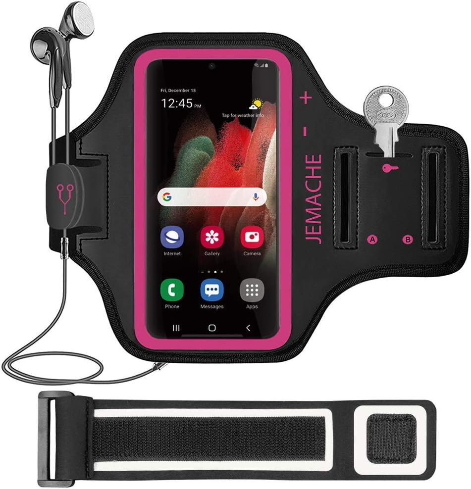 Galaxy S26 S25 Ultra Armband, JEMACHE Gym Workouts Running Arm Band for Samsung Galaxy S26 S25 S24 S23 S22 Ultra (Black)