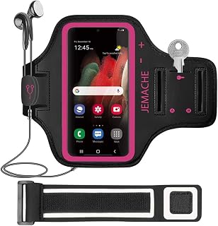 Galaxy FE Armband, JEMACHE Armband for Samsung Galaxy S25/S24/S23/S21 FE, S25 Edge, Gym Running Workouts Phone Arm Band (Rosy)
