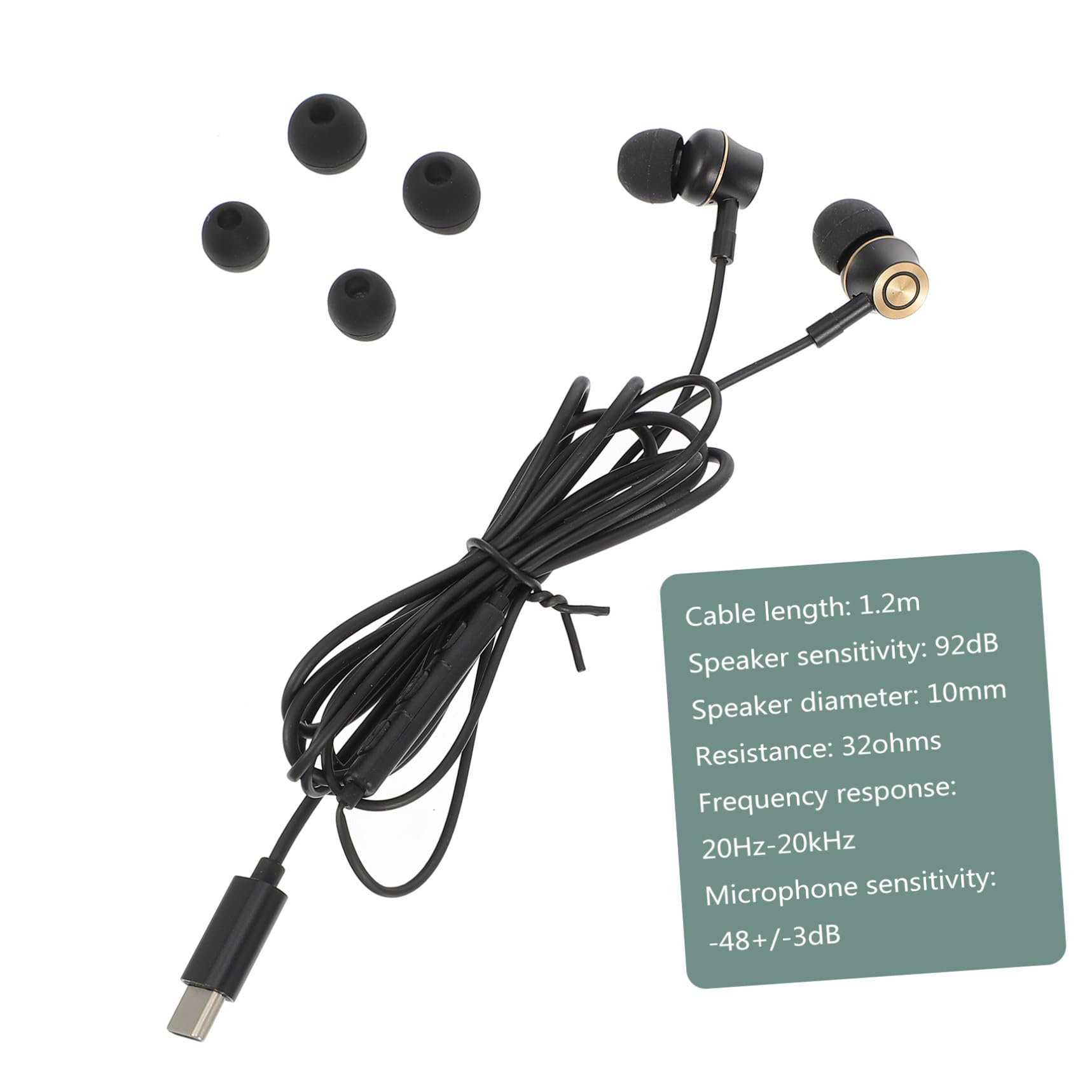 Hemobllo 5piezas Auriculares Intraurales Type-c Cancelación De Ruido y Micrófono Diseño Ergonómico Compatible Teléfonos y Tablets Estéreo Cable Resistente