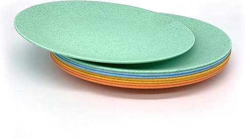 Miniatura 2 de Yalin Juego de platos ligeros de paja de trigo para cenaalmuerzo, platos redondos irrompibles de 10 pulgadas, platos de picnic para fiestas de
