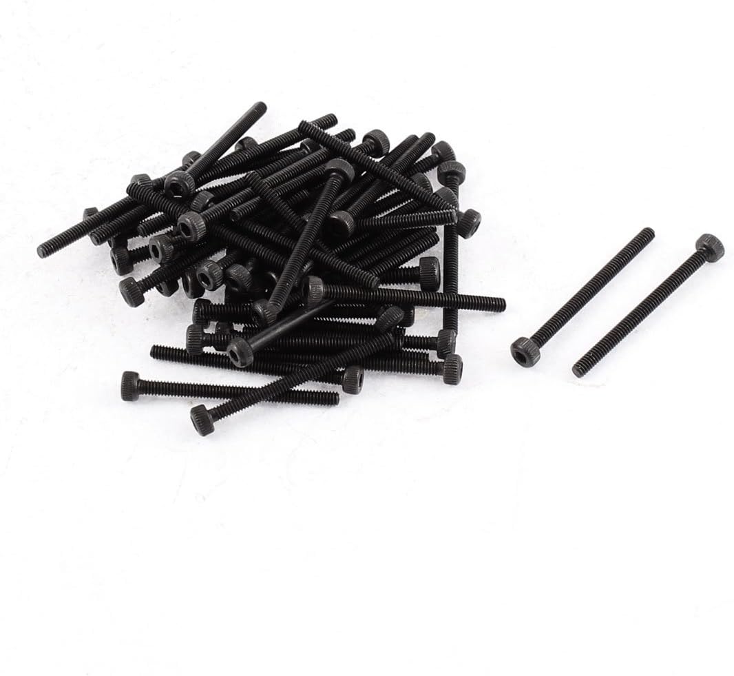 M2x25 mm Hex Bolt Socket Head Cap Machine Screw Black 50 Pcs