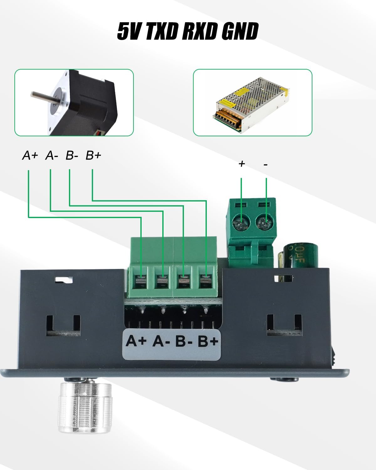 Stepper Motor Driver Controller Fit for Nema 17/23/34, 6.6A DC 10-30V, TTL Serial Communication
