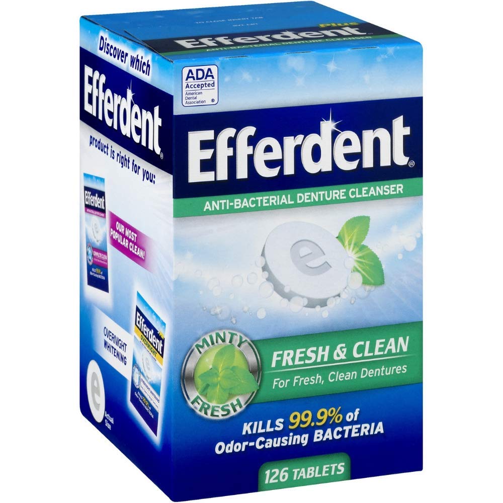 Efferdent Plus Mint Anti-Bacterial Denture Cleanser Tablets, 126 ct. (Pack of 2)