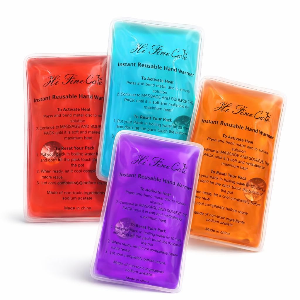 Reusable Snap Heat Pack, Hand Warmers Click, Boil Click Heat Pocket Hand Warmer, Pouch Gel Hand Warmers Long Lasting Warmth (4 Pack