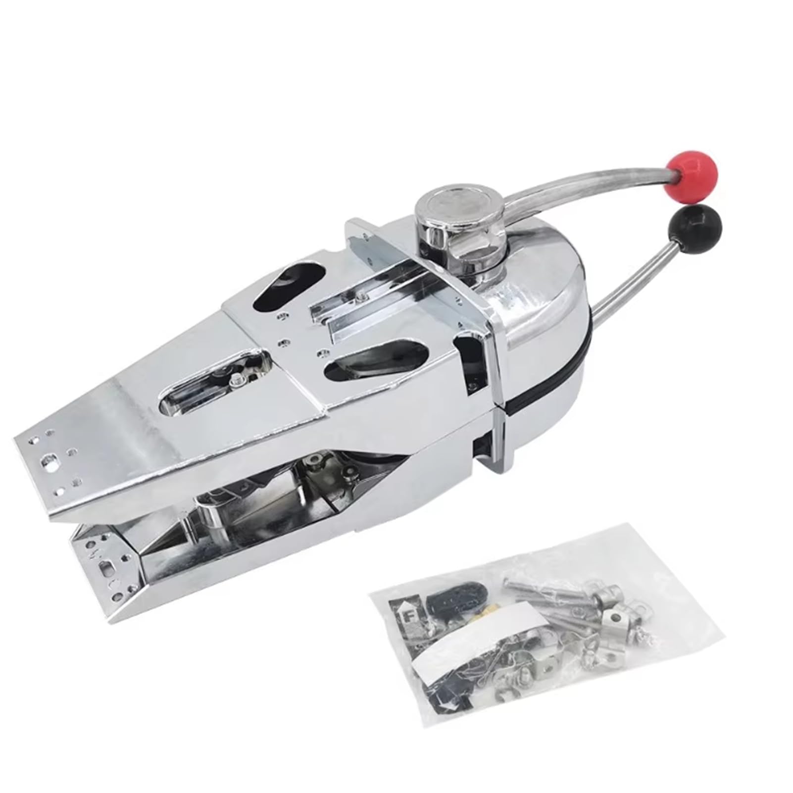 SYAHEiPENG Marine Dual-Handle Throttle Controller Zinc Alloy Boat Engine Shift & Throttle Lever, Chrome Plated Control for Boats Yachts