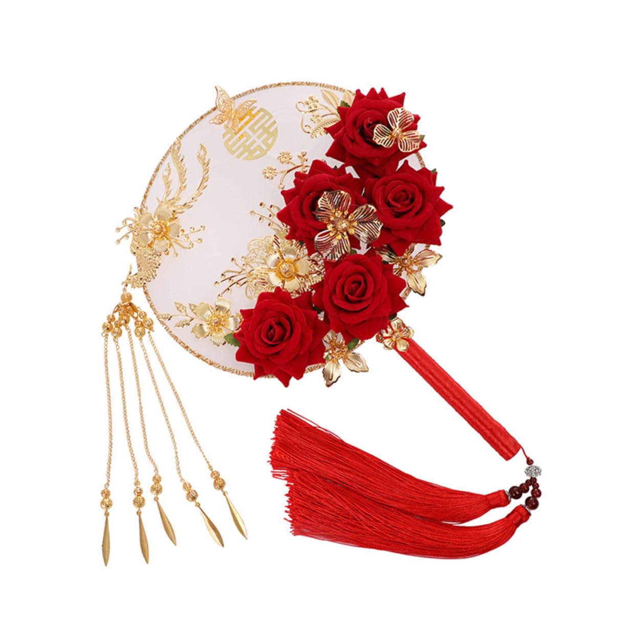 Éventail de mariée chinoise rouge pour déco de fête et shooting