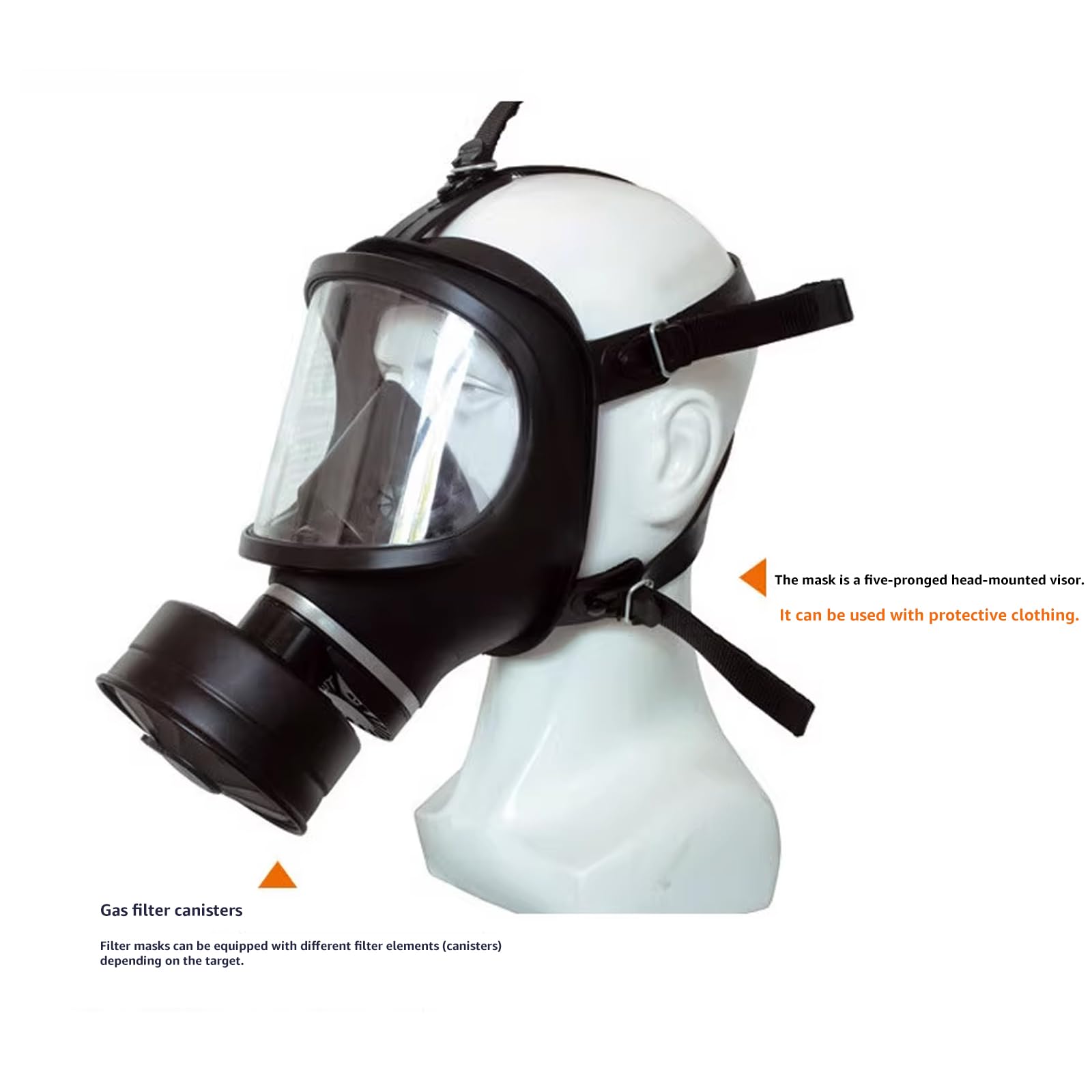 Maschera Respiratoria Con Filtri, Maschera antigas integrale riutilizzabile, Maschera Antipolvere, Respiratori riutilizzabili per Verniciatura, prodotti chimici, gas acidi, protegge da gas ecc.