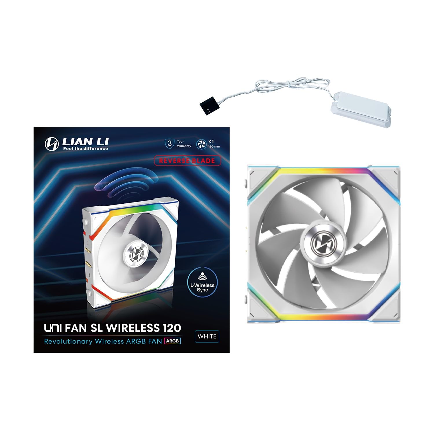 LianLi 120mm FAN WIRELESS リバースモデル ホワイト Amazon | LIANLI 120mm ARGBファン リバースモデル UNI FAN RS SL