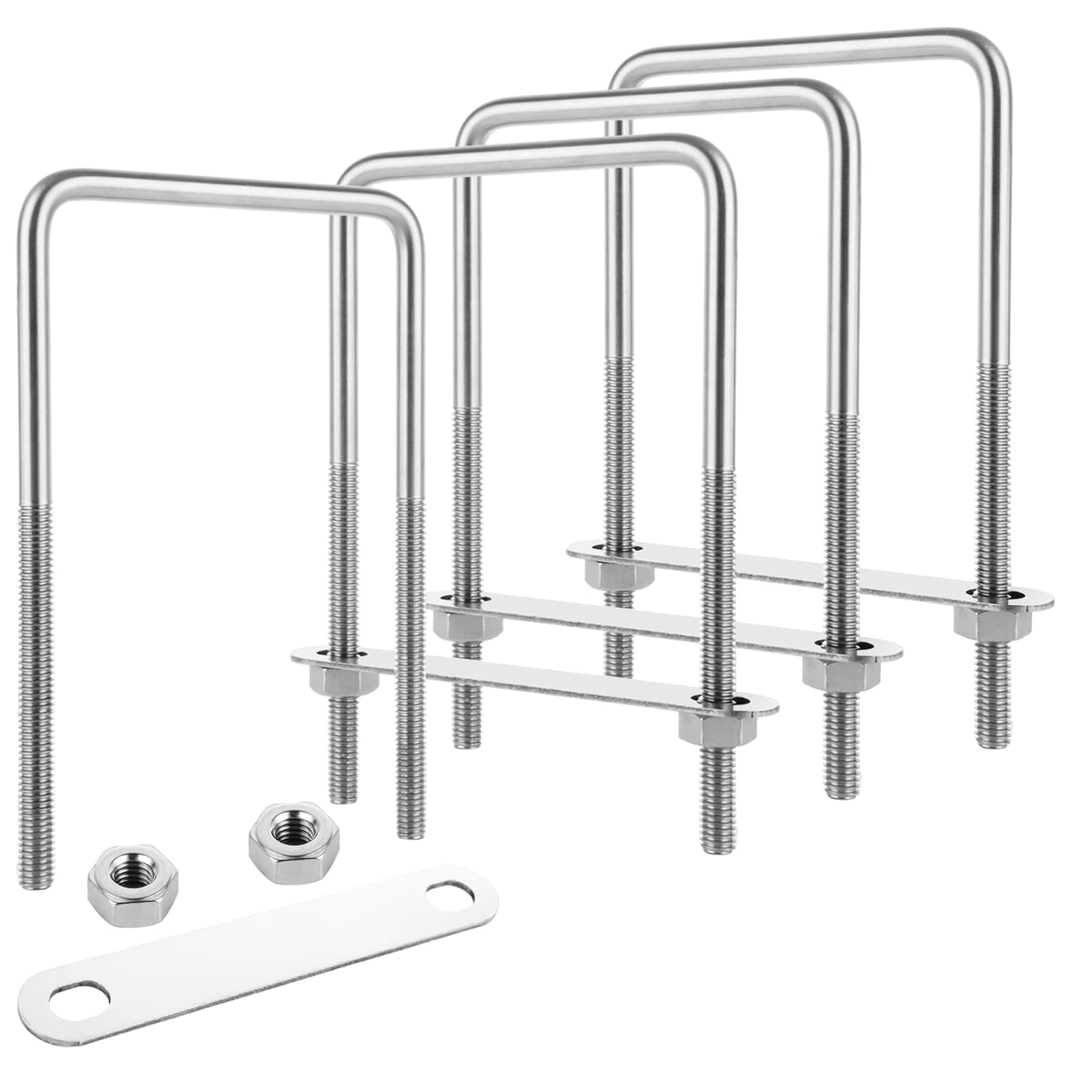 4Pack Square U-Bolts Stainless Steel U Bolts 1/2" D x 2-1/16" W x 4-3/4"L Boat Trailer Ubolts with Washers and Nuts, Replacement Parts and Accessories for Automobiles Trailer, Ski Boat