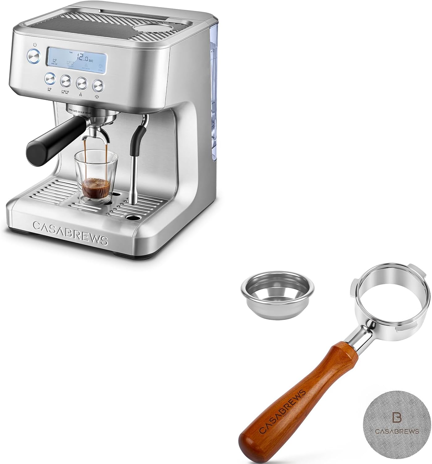 CASABREWS Ultra Espresso Machine with LCD Display with 58mm Bottomless Portafilter with 3 Ears