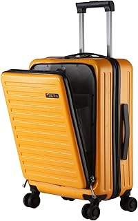 20 Inch Carry On with Front Pocket, 22x14.6x10in, 45L, Lightweight ABS+PC Hardshell Suitcase with TSA Lock, YKK Zipper & 4 Spinner Silent Wheels, Orange