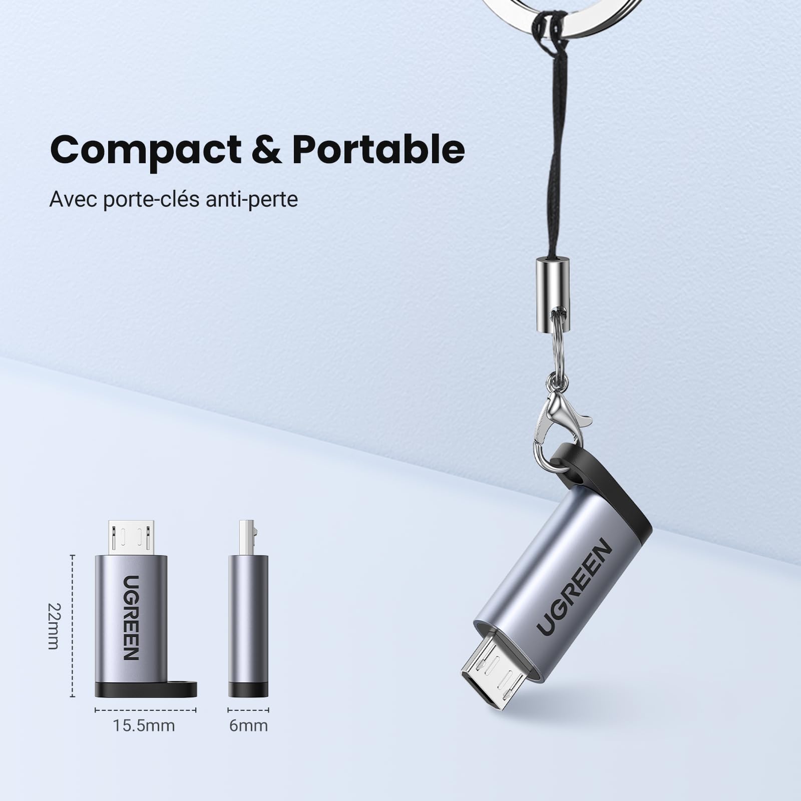 UGREEN Adaptateur Type-C vers Micro USB Mâle Lot de 2 pour Galaxy S7 Edge S6 J6 Plus J3 J5 J7 Huawei P Smart Y6 Redmi Note 6 Pro Osmo Pocket