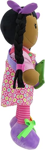 Miniatura 3 de linzy Toys - Muñeca educativa de piel oscura de 16 pulgadas, adorable muñeca de felpa viene con un atuendo extraíble empaquetado con cierres,