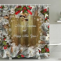 Cortina De Baño Pvc 3D Cortina de Ducha W300cm x L180cm, Cortinas Baño Navidad, Cortinas de Baño Antimoho, 3D Cortina Ducha Divertida Lavable Poliéster, Cortinas Impermeables Exterior Accesorio con 12 Ganchos Duradera