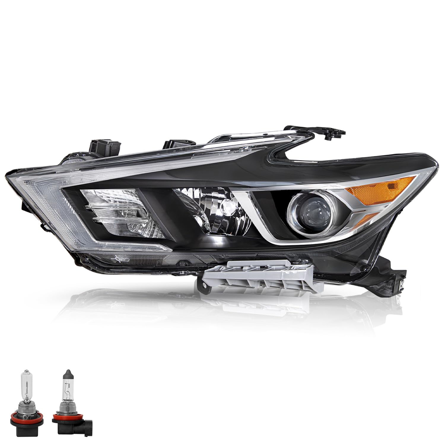For Halogen Model 2016 2017 2018 Nissan Maxima S SL SV Headlight Assembly Projector OE Style Headlamp Driver Left Side Bulbs Included