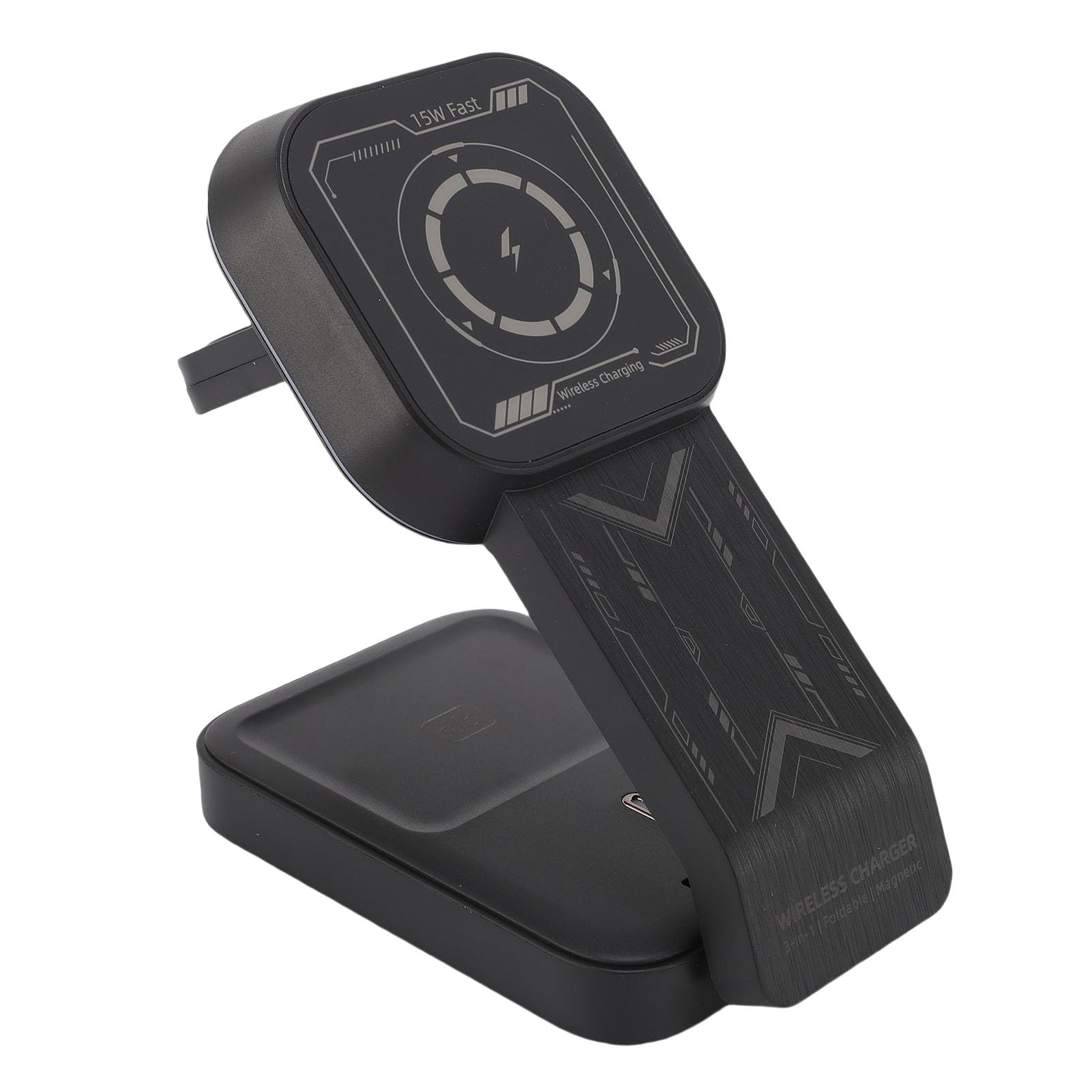 Generic Supporto di Ricarica Wireless Universale da 15 W Dock per Caricabatterie Rapido 3 in 1 Compatibile con Telefoni IOS Stazione di Ricarica da Tavolo per la Lettura in Streaming Bianco