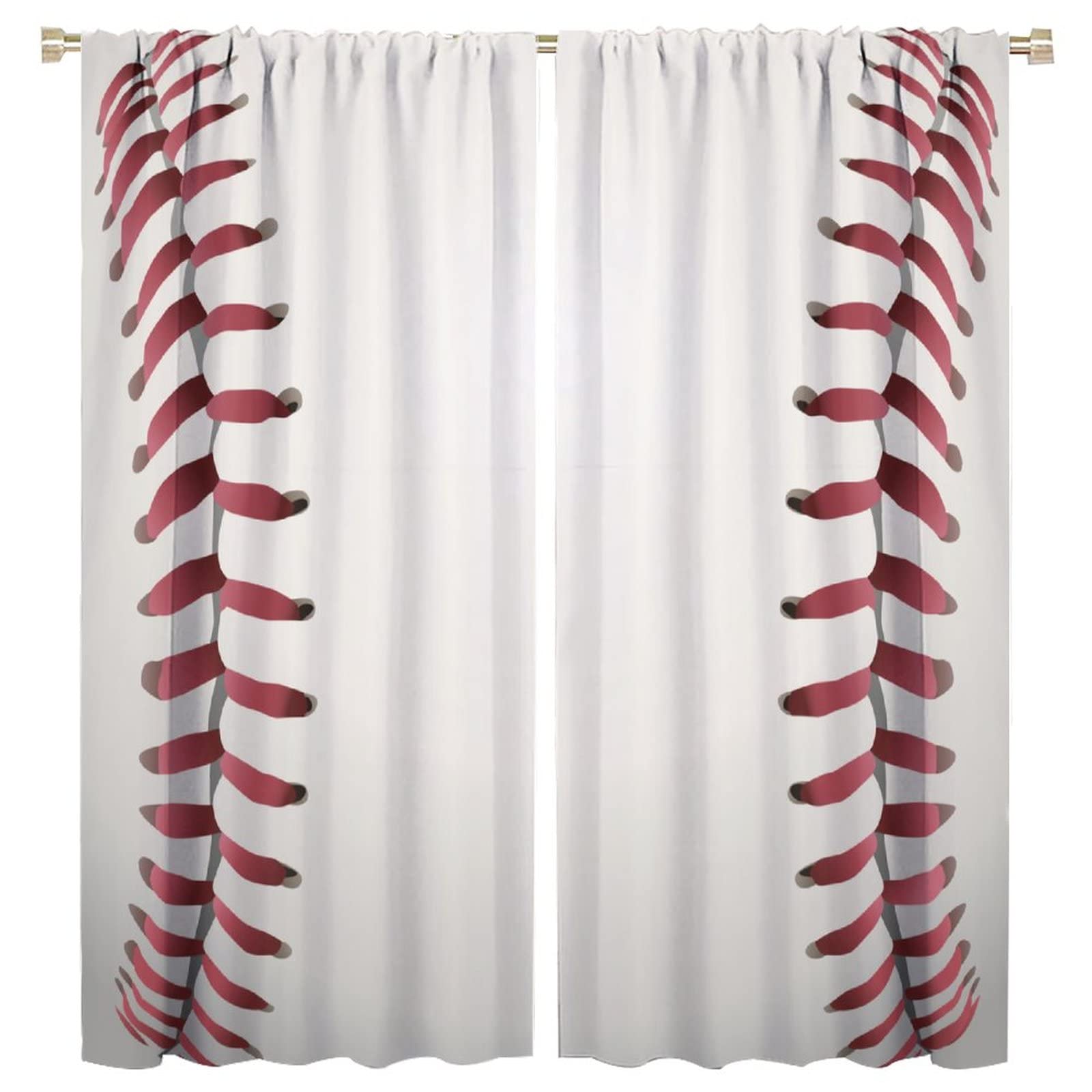 JESTRONRY Boys Sports Curtains,Red Baseball Texture Background Illustration Window Treatments Curtains for Living Room Kids Teens Bedroom Decor W63xL72in