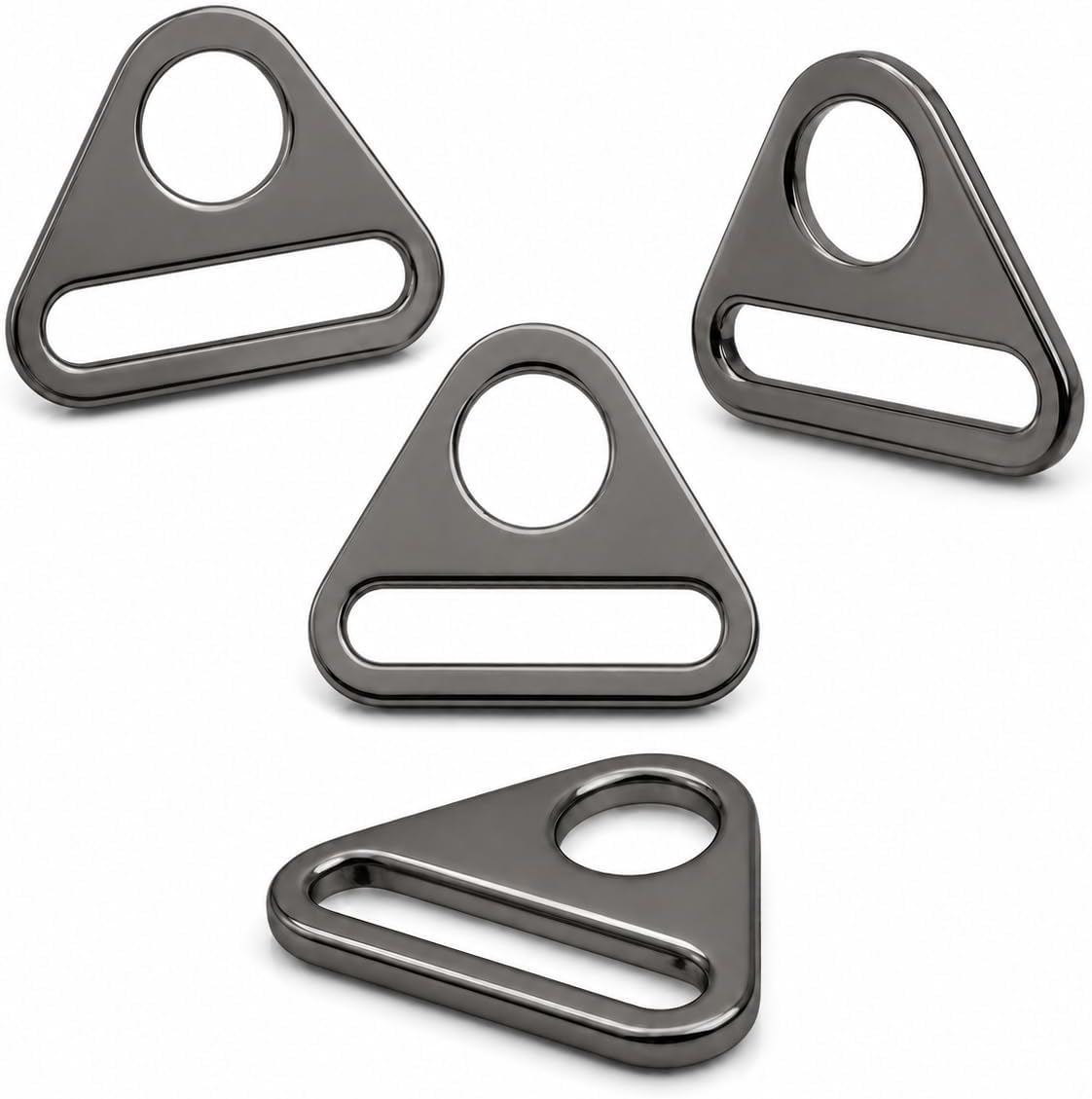 CRAFTMEMORE 4pcs Triangle Ring Adjusters D-rings Adjustment Buckle for Sewing Bag Strap Webbing SC84 (1 1/2 Inch, Gunmetal)