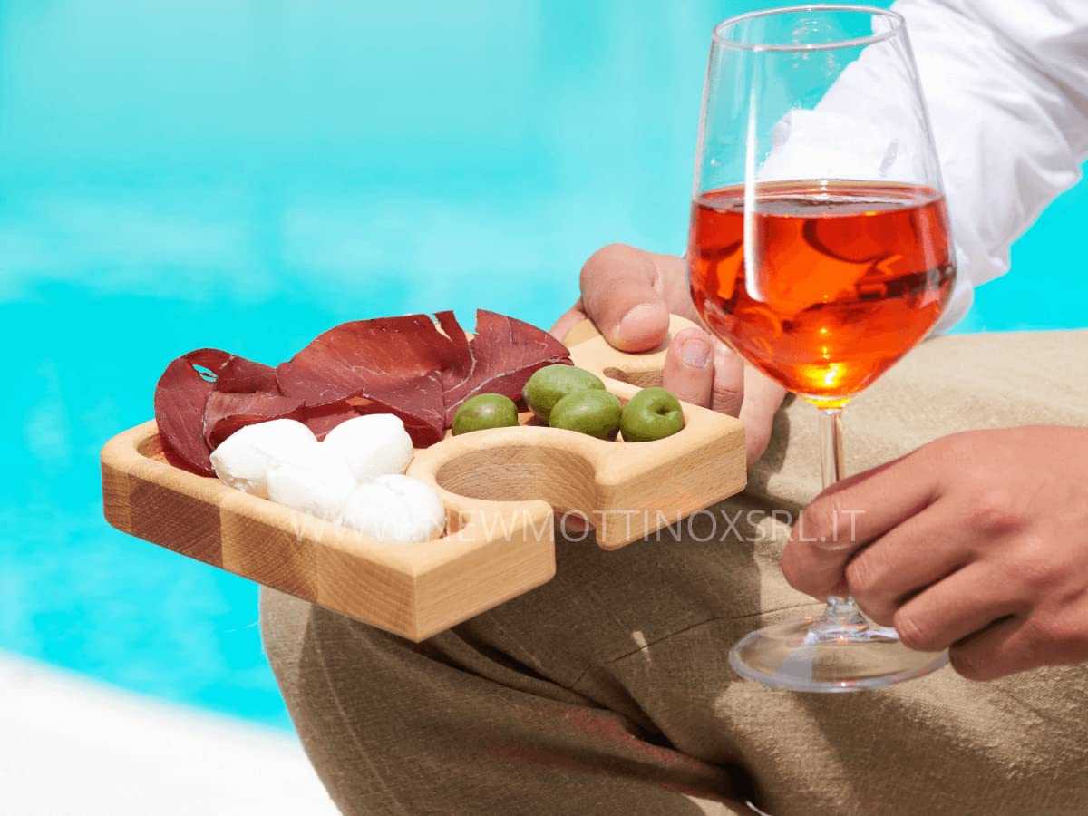 Set Aperitivo, 1 Pic Nic Table + 1 Vassoio Puzzle 4 Pezzi, Legno 100% Faggio