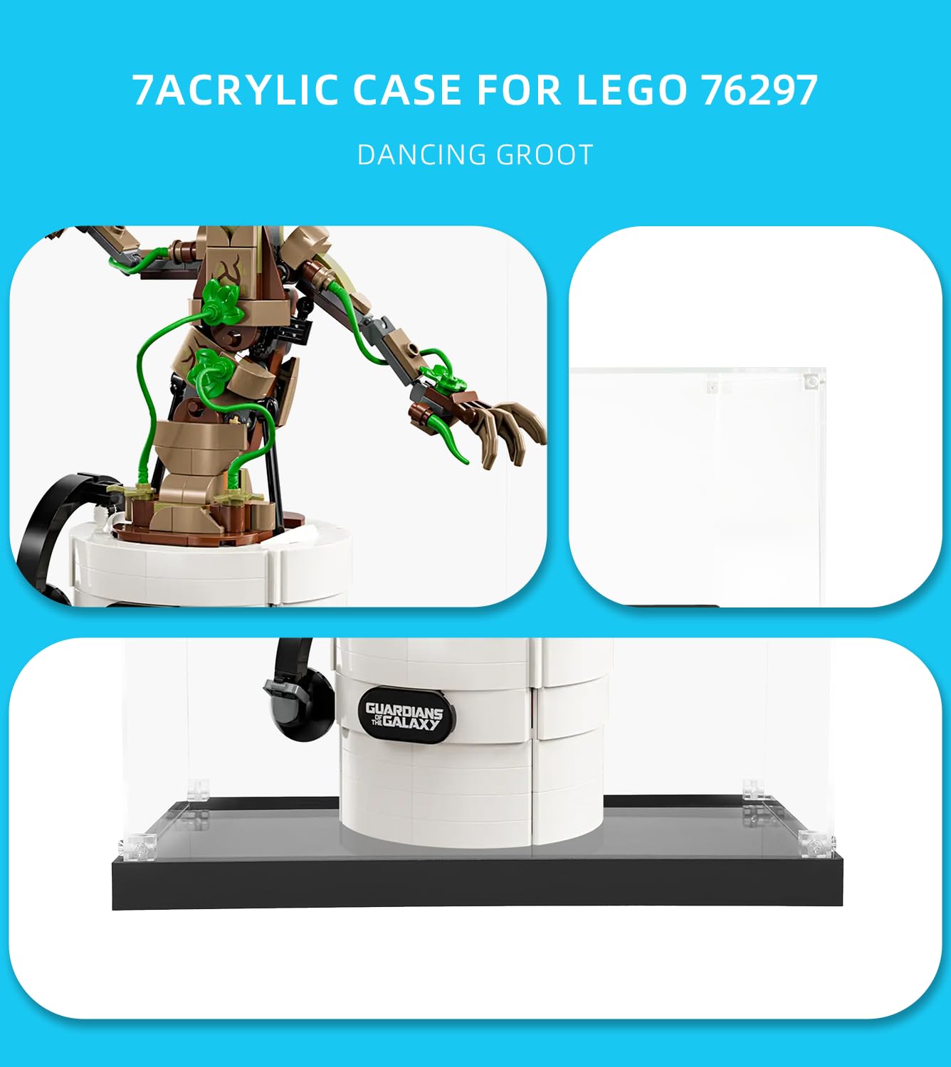 ICUANUTY Acrylic Display Case for Lego Marvel Dancing Groot 76297, Dust-Proof Storage and Organisation, Size: 19 x 15 x 35 cm - Image 3