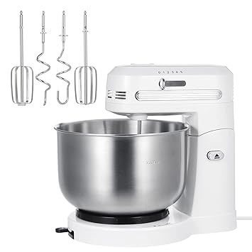 Haibing Hand Mixer 250W 3.5Lwith 4 Stainless Steel Attachments & 1 Bowl 5 Speeds Tilt-Head Kitchen Electric Food Mixer US Plug