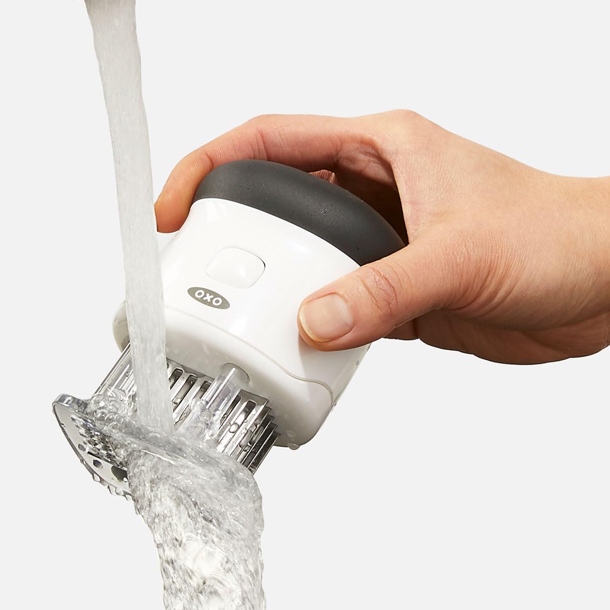OXO Good Grips Ablandador de Carne, Acero Inoxidable, Blanco y Negro, 1 cm