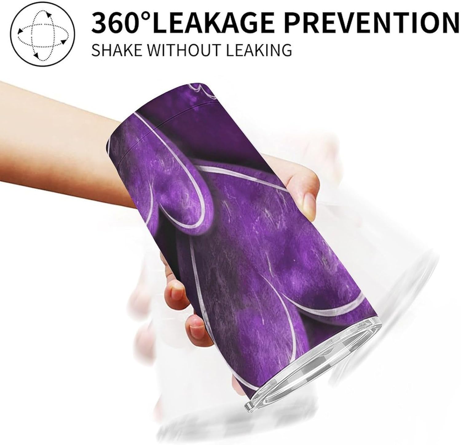 Stainless Steel Tumbler Insulated Purple Hearts Printed Insulated Cup for Travel Reusable Car Cup