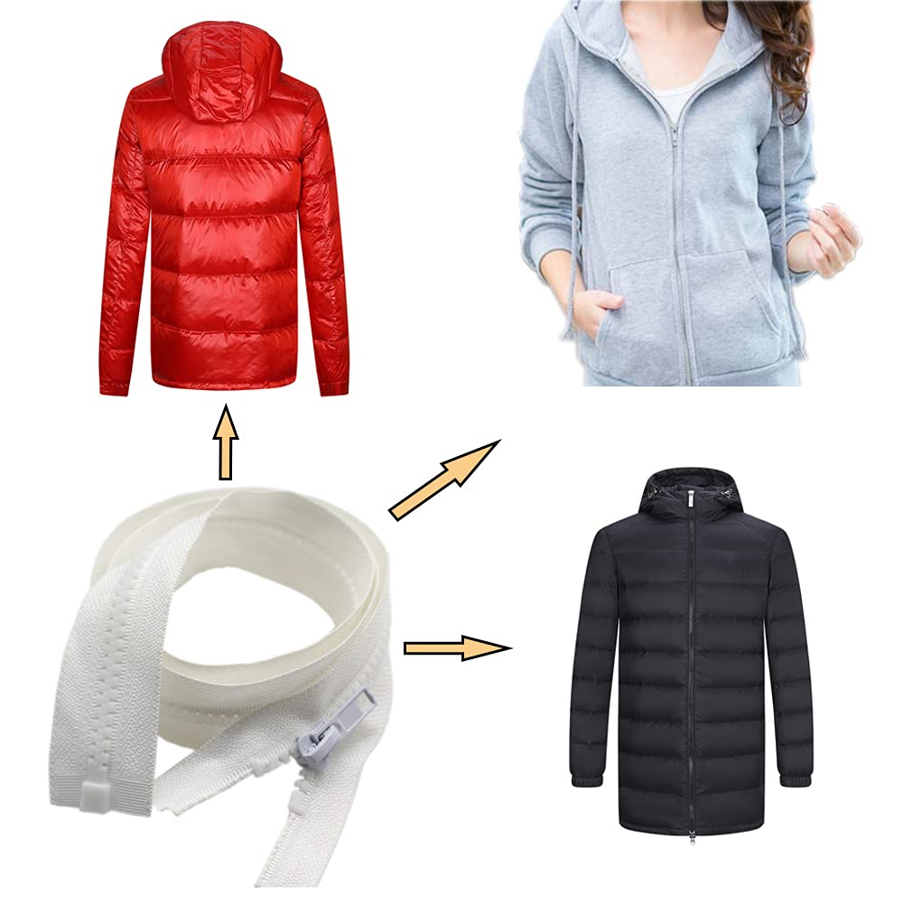MebuZip 8 Pezzi Di Cerniere Lampo In Plastica #5 Da 90 Cm – 2 Vie E Divisibili Per Cappotti E Giacche, Confezione 8 Colori Assortiti