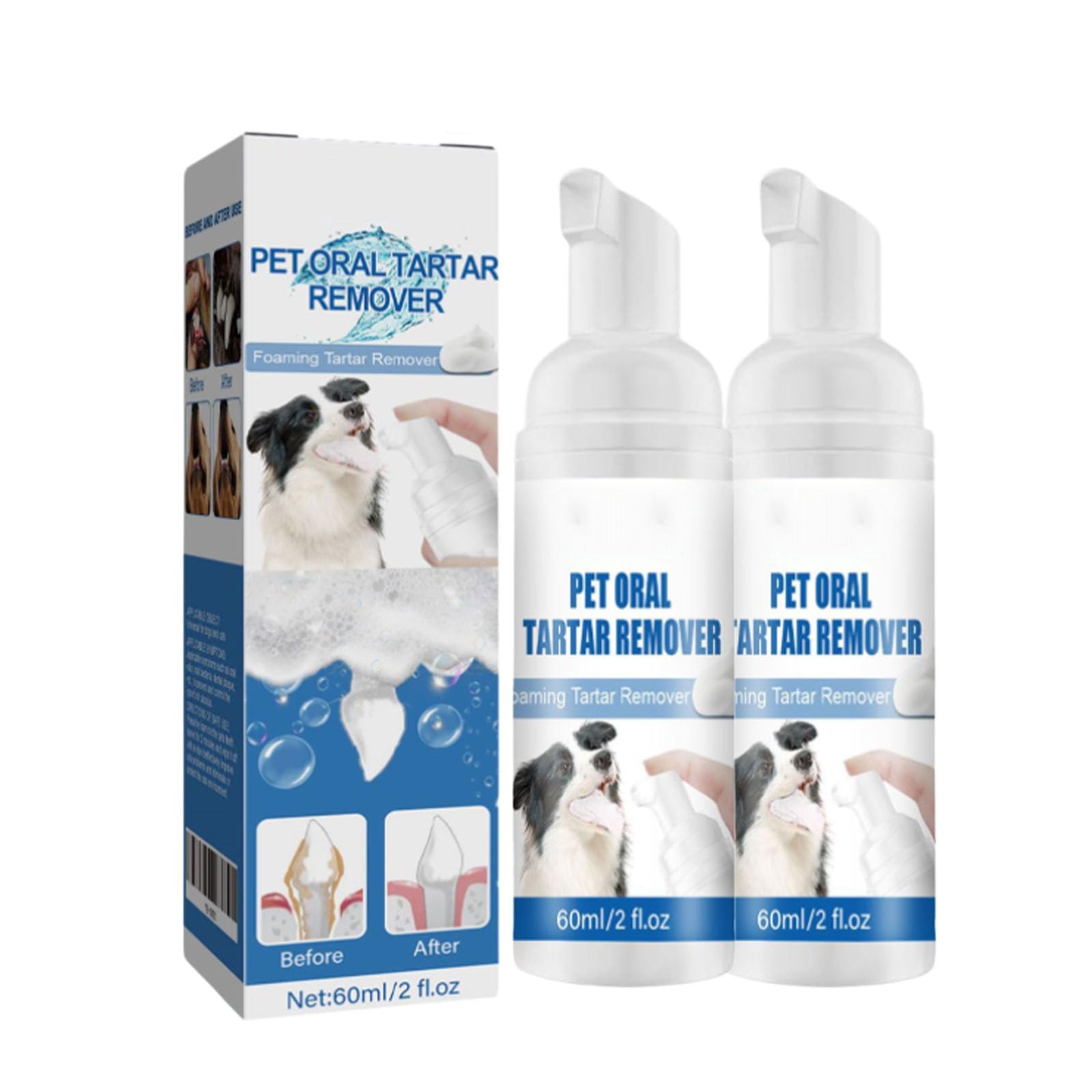 Pet Oral Tartar Remover Spray for Dogs Cats Daily Oral Gum Cleaning (2pcs)