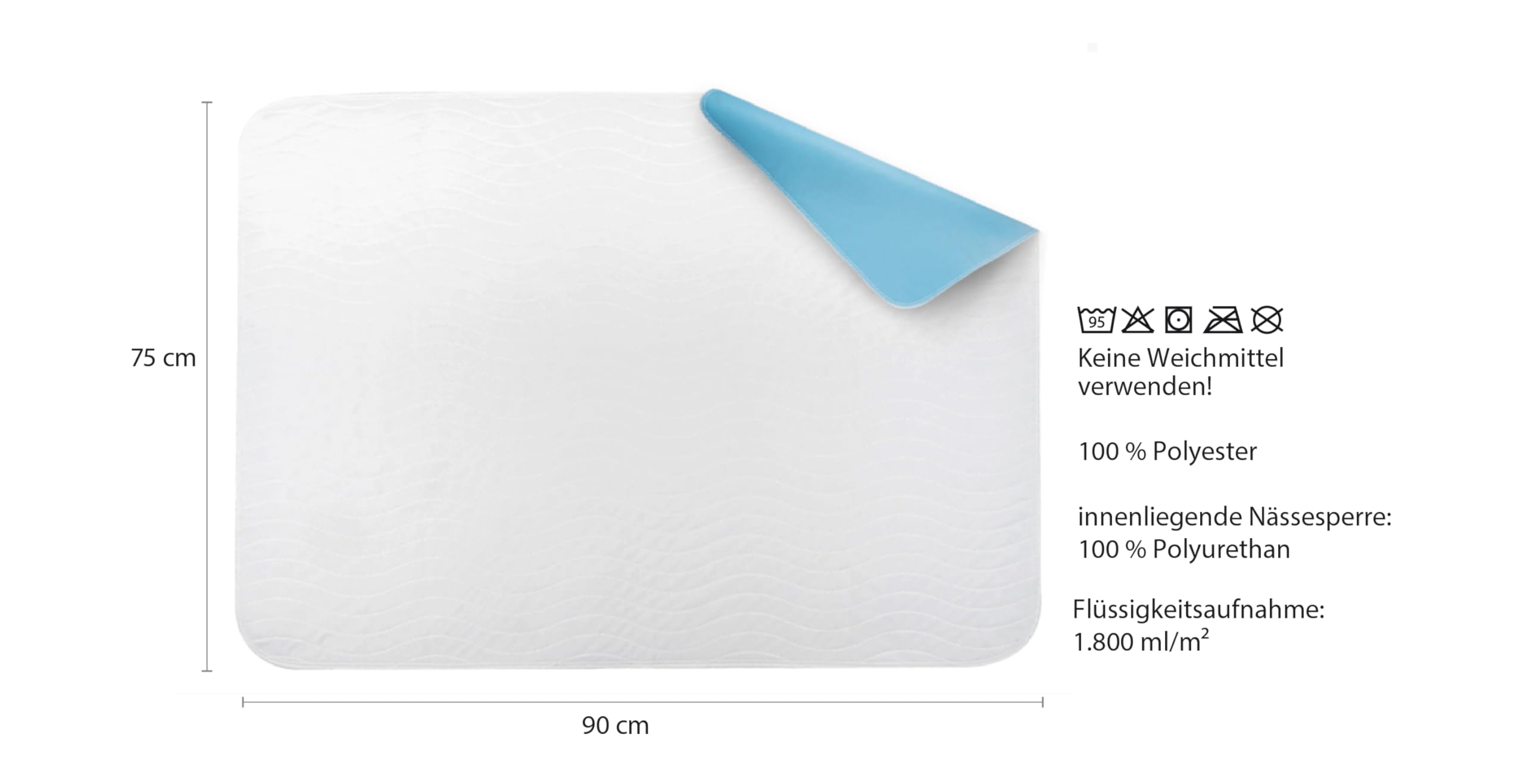 10er Pack !! Inkontinenzauflage/Unterlage/Bettschutz/Hygieneschutz ca. 75x90cm cm blau/weiß 1Wahl Top Qualität, 100% Polyester, Kochfest, wiederverwendbar, Castejo