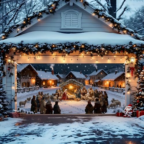 Image of Christmas Garage Door Decorations 6 x 13 ft, Nativity Scene Cover