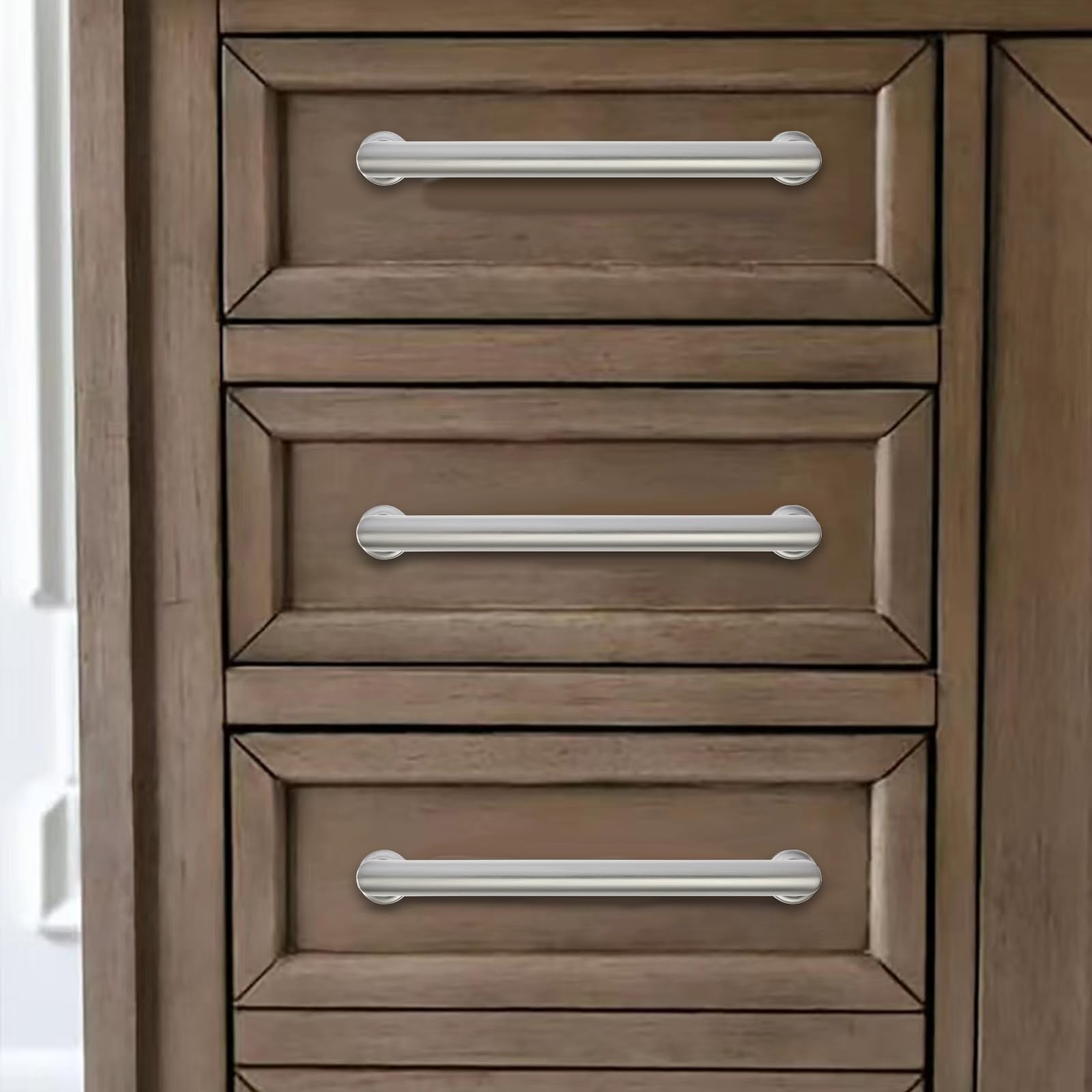 KHTUMEWARE-80348 Brushed Nickel Cabinet Pulls CTC 3 in (76 mm) 2-Pack in Brushed Nickel — KHTUMEWARE