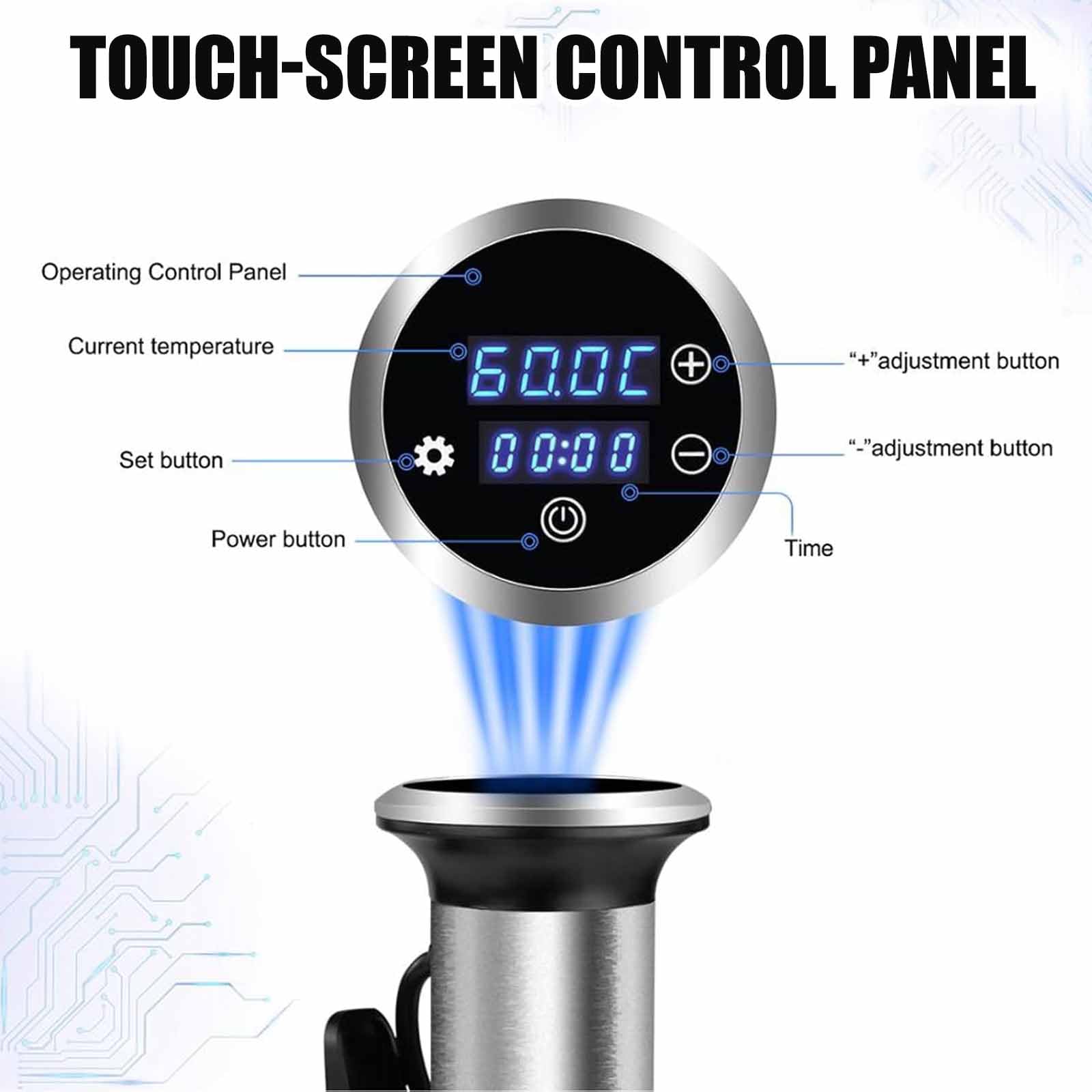 Cyrkulator zanurzeniowy Sous Vide 1200 W z cyfrowym sterowaniem LED i timerem, wodoodporność IPX7, szybki cykl termiczny, przyjazny dla użytkownika i niski poziom hałasu, do precyzyjnego gotowania