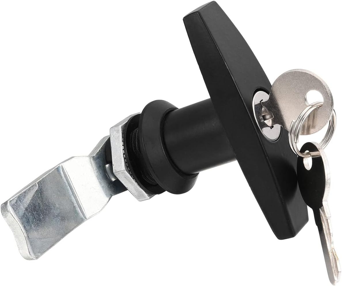 T-Handle Door Lock Truck Cap Locking with 2 Keys for Most Brands of Truck caps, Toppers, Camper Tops Black