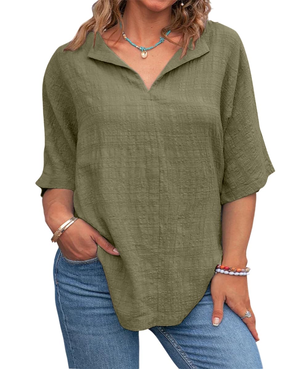 Lueluoye Womens Plus Size Tops Short Sleeve V Neck Tee Blouse Summer Loose Fit Casual Tunic Tops XL-5XL