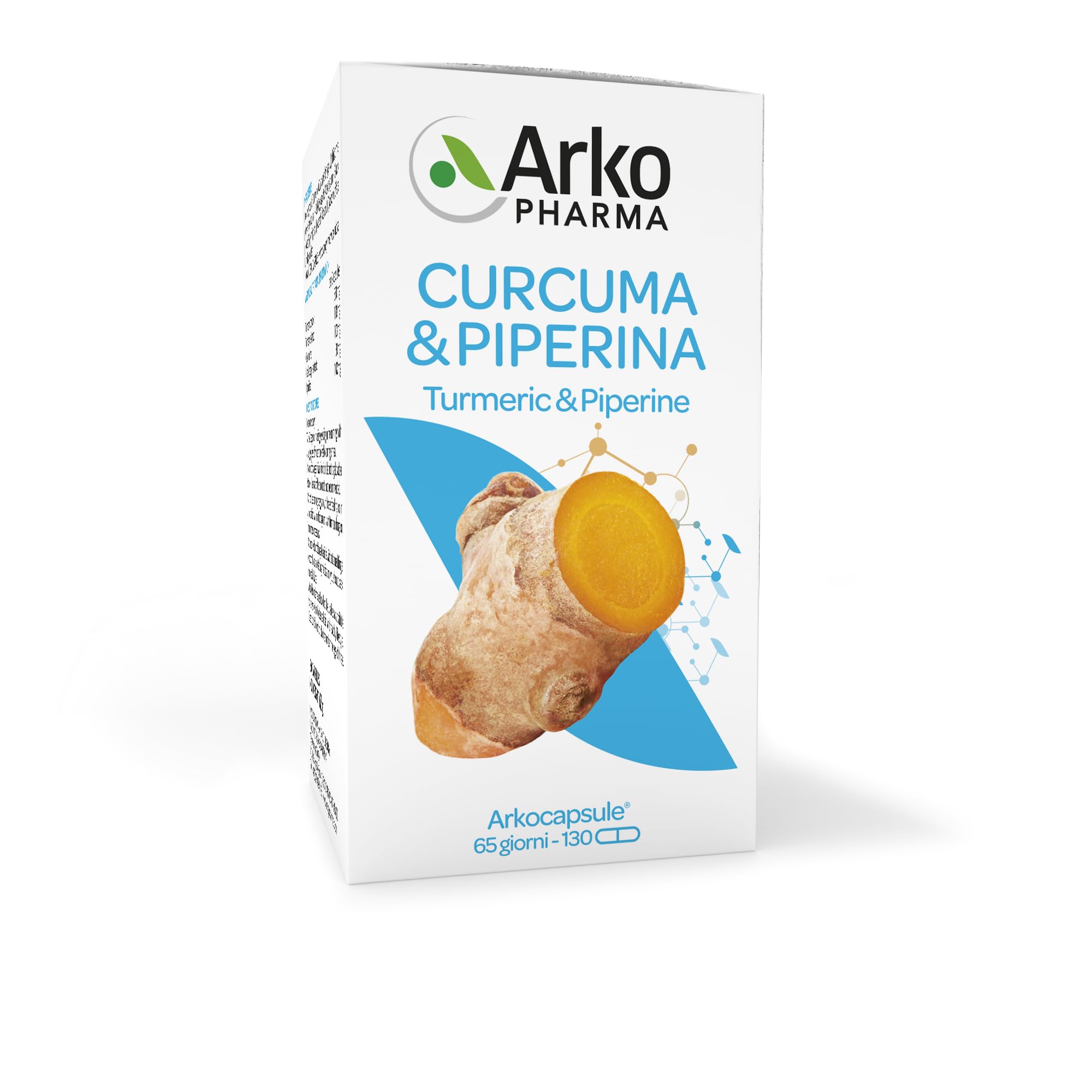 Arkopharma Arkocapsule - Curcuma + Piperina Bio Integratore, 130 Capsule