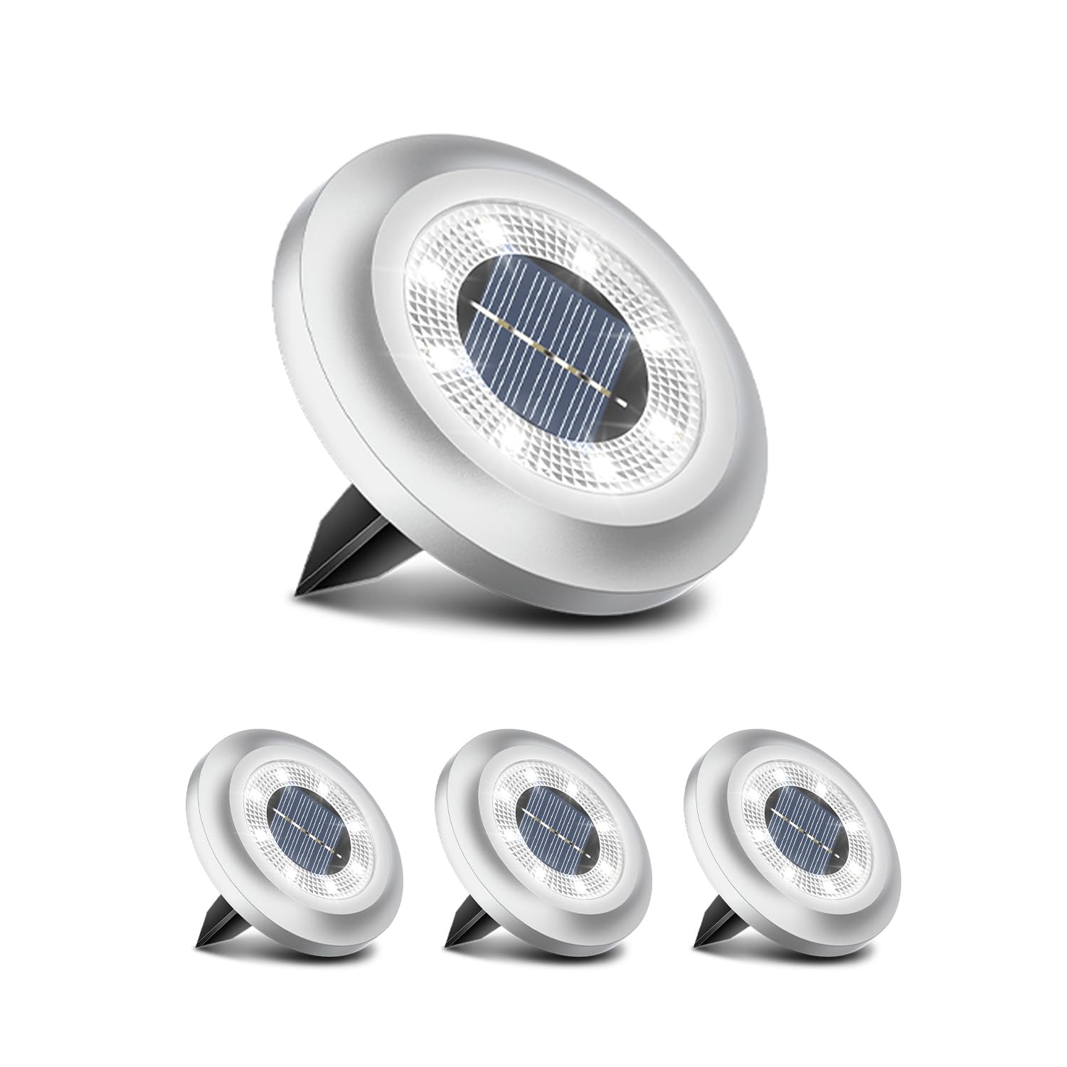 Torchtree Solar Lights Outdoor Garden,600mAh Solar Ground Lights, 8 LED Solar Disk Lights for Garden Lawn Pathway Yard Landscape Walkway（8 Pack Bright White） ﻿ — view 15