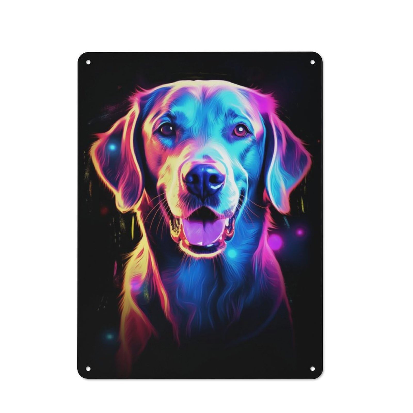 Junmoney Neon Labrador Portrait For Garden Room Or Summerhouse, Retro Metal Sign 40X30cm, For Metal Sign Collectors, For Vintage Wall Decor Fans