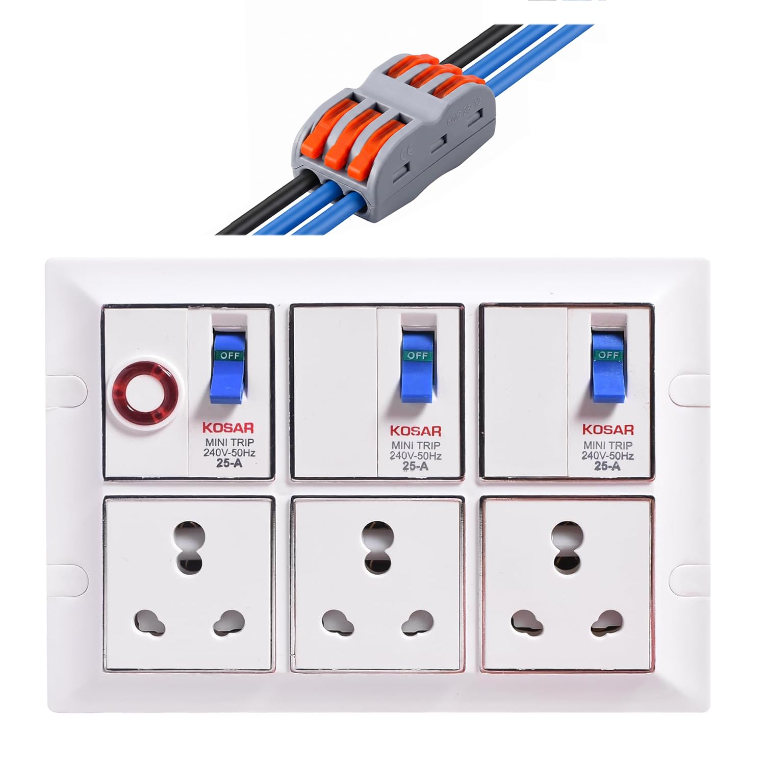 ELEGANT CASA 16 AMP Electric Extension Board with PTC Connector, Heavy Duty Multi Plug Socket with MCB high Power Extension Box (2500w) 16A Plug (White) 220 Volt-image-48