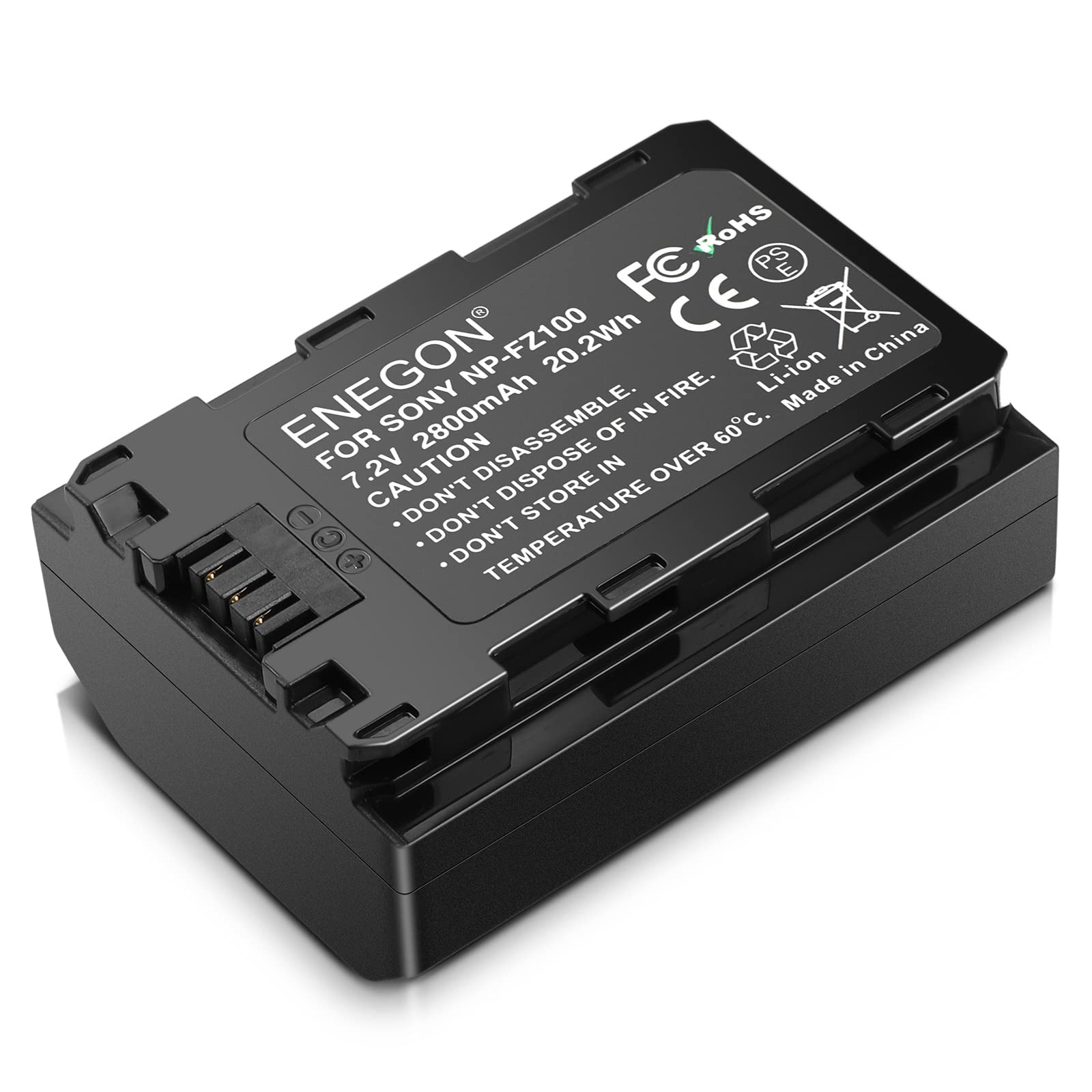 ENEGON NP-FZ100 Batteria 2800mAh, batteria ricaricabile agli ioni di litio, batteria di ricambio FZ100 compatibile con Sony A6600, A7C, A7III, A7RIII, A7RIV, A9, A9R, A9S, Alpha 9, Alpha 9R, Alpha 9S NP-FZ100 Batteria 2800mAh Single