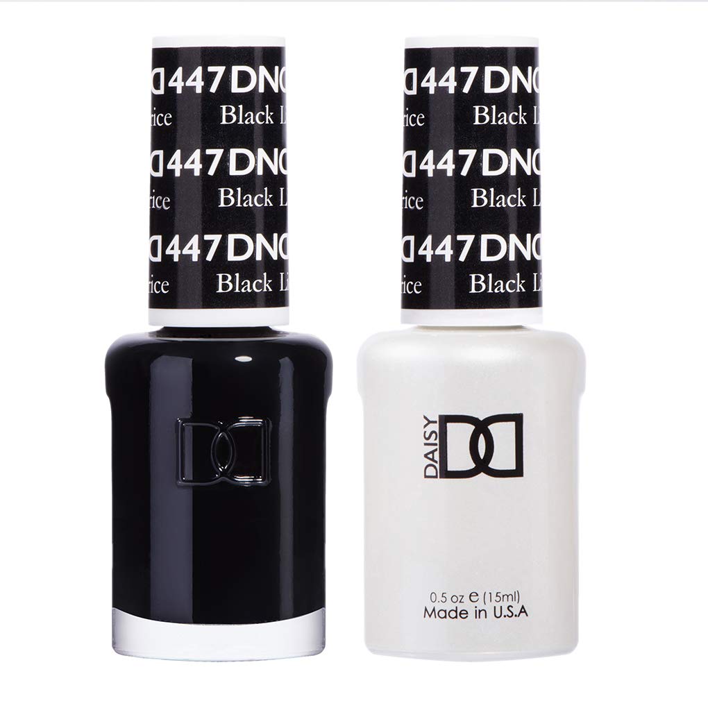 DND Gel Nail Polish Duo, Black | Matching UV/LED Gel Polish & Air Dry Lacquer Set, Chip-Free Long Lasting Black Nail Color, Easy Soak Off Removal BLACK LICORICE