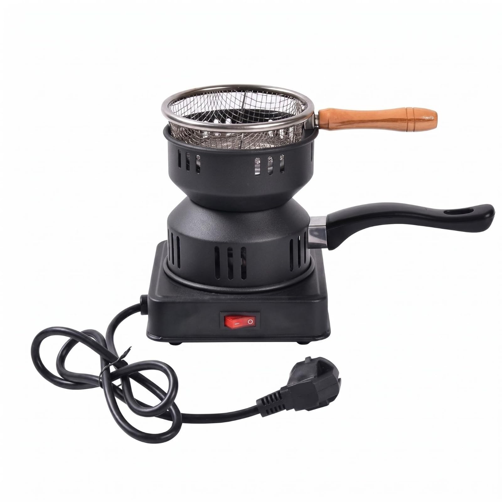 Perforated Top Charcoal Igniter Heater Ventilated Electric Charcoal Igniter Black Metal BBQ Charcoal Lighter Side Handle, 110V Us, with Net | Hookahs | Tobacciana-image-44