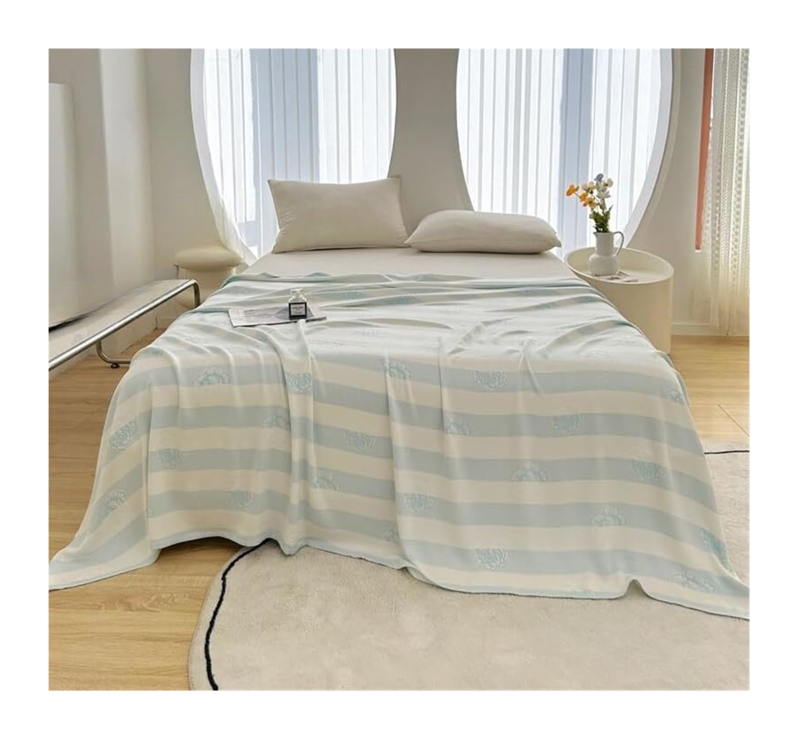 EBzvblxm Cooling Blanket for Summer, Cooling Blanket Bamboo Fiber Multicolor Multiple Sizes(Blue,200x230 cm)