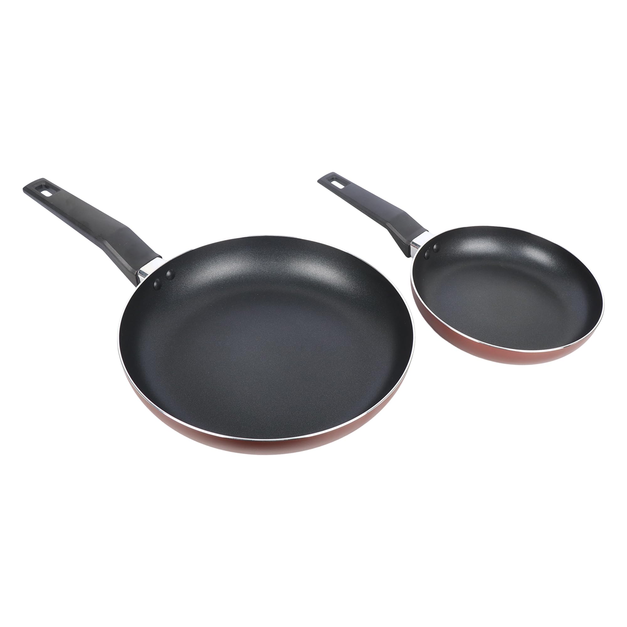 Kitchenette Non-Stick Fry Pan 2-Piece Set, Red/Black