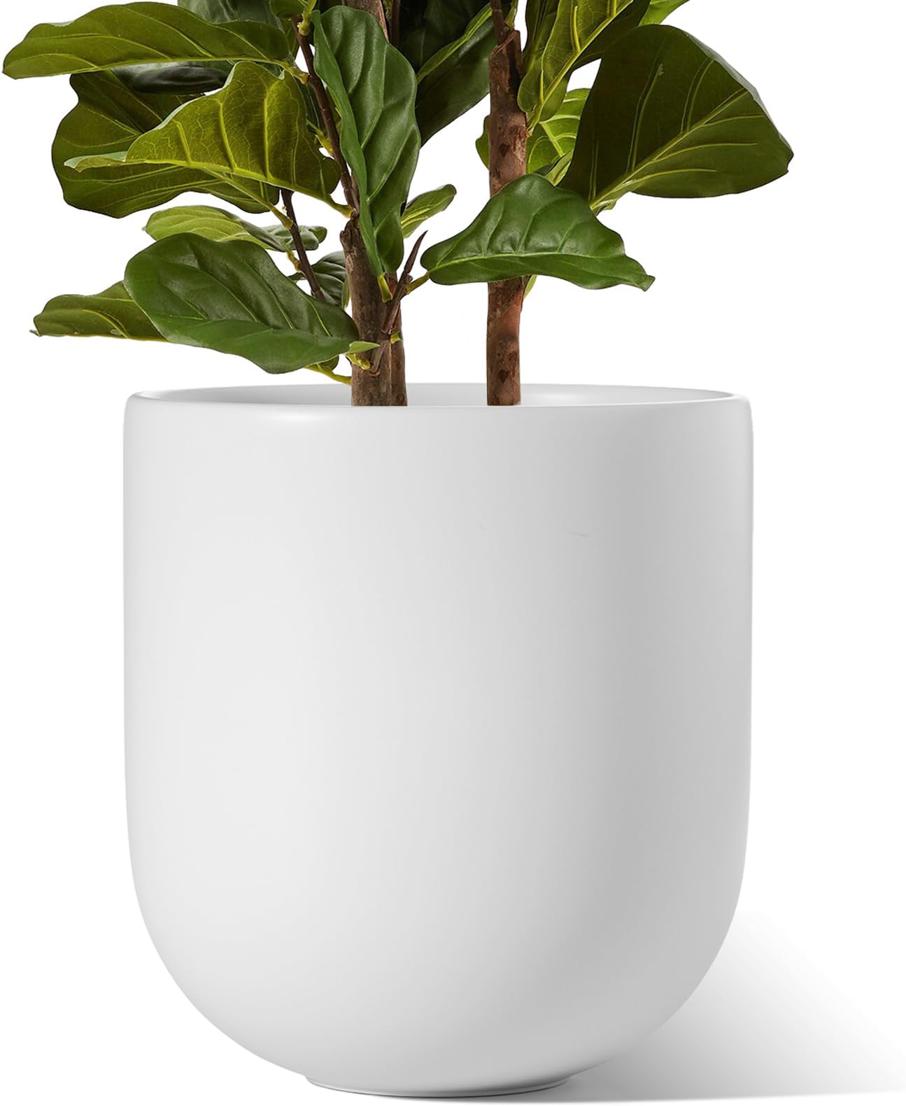 30 cm Plant Pot, Ceramic Large Planters for Indoor Plants, Indoor Plant Pots for Home Garden Patio Office, Outdoor Flower Pots with Drainage Holes and Rubber Plug, White
