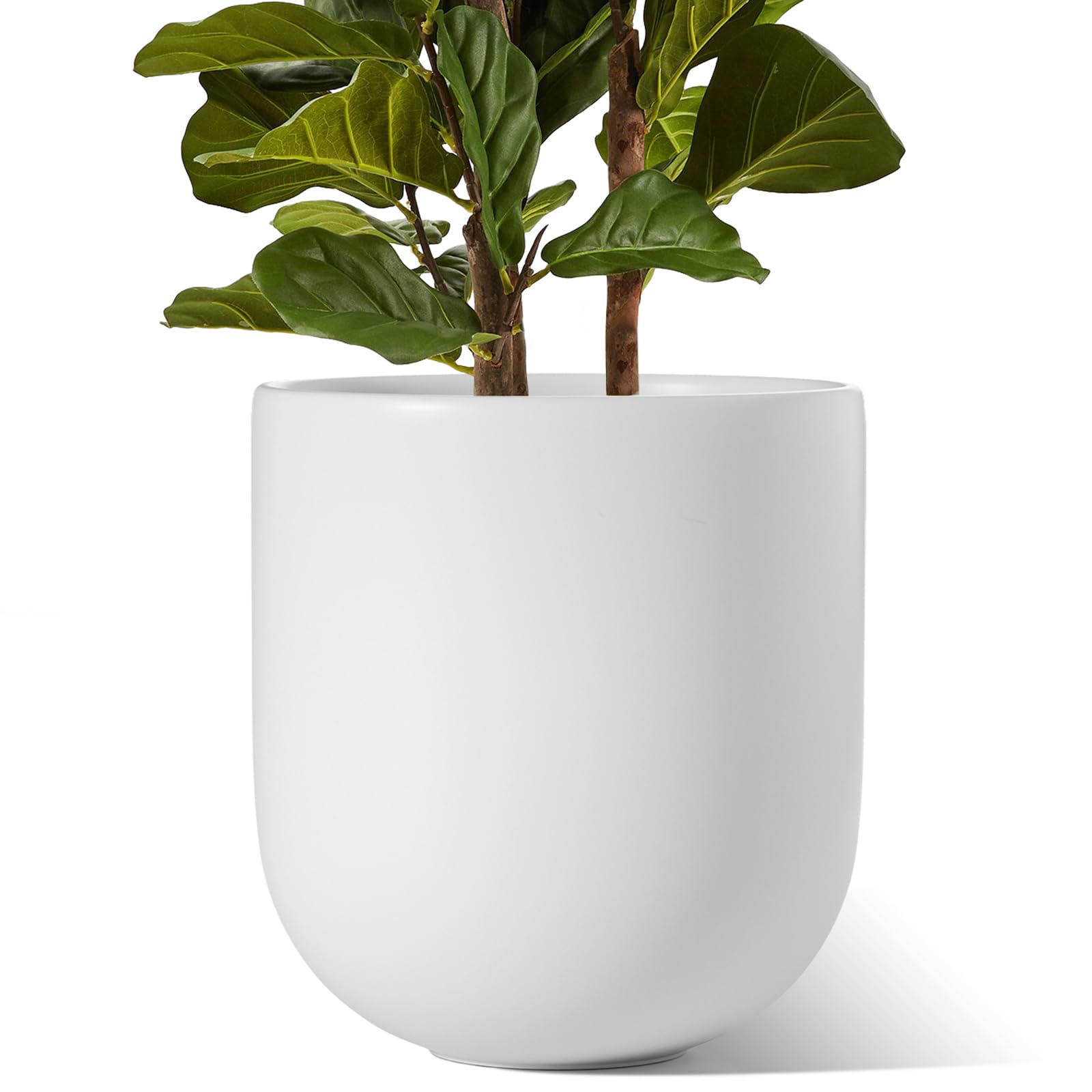 LE TAUCI 12 Inch Pots for Plants, Ceramic Large Planters for Indoor Plants, Indoor Plant Pots for Home Garden Patio Office, Planter Pots with Drainage Hole and Rubber Plug, White