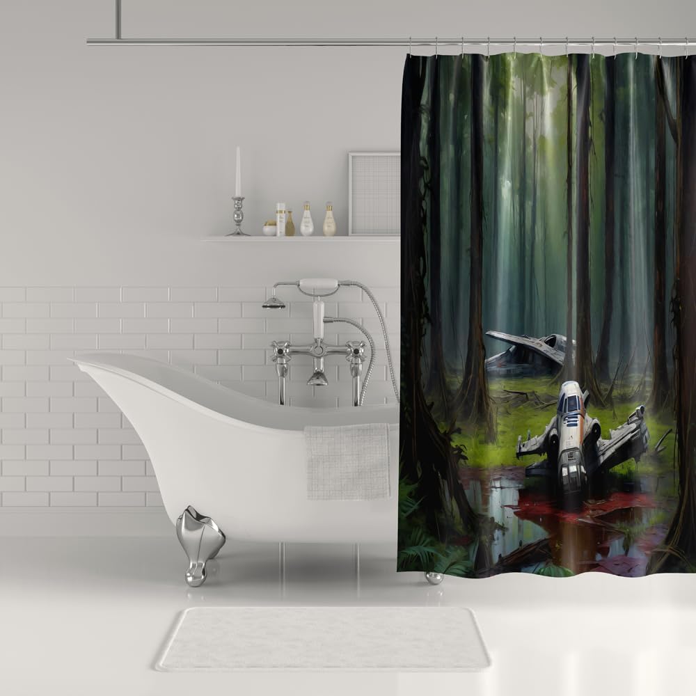 Green Planet Forest Design Shower Curtain Waterproof Fabric 72x72 Inches