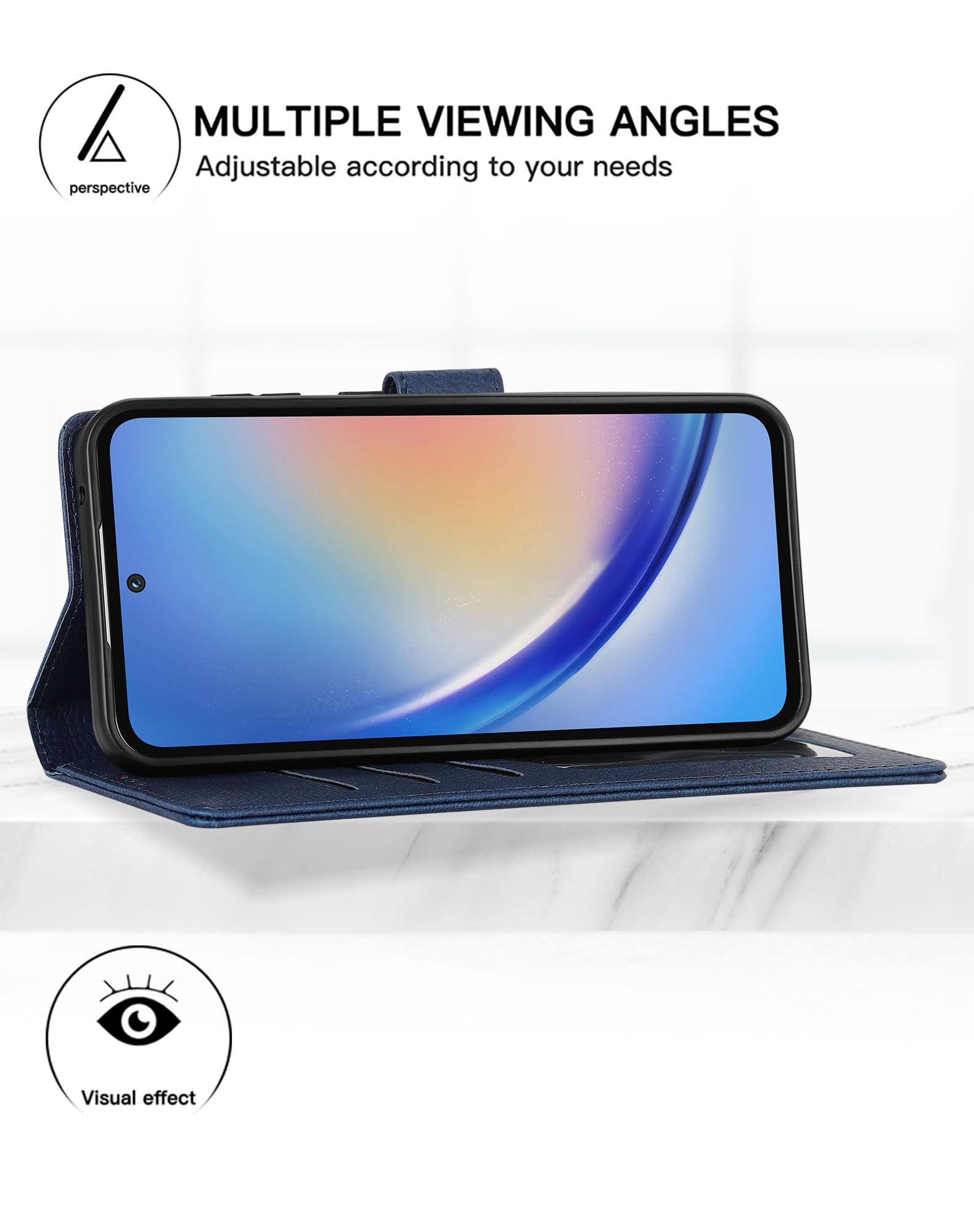 Suzii for Samsung Galaxy A35 5G Wallet Case with Stand, Shockproof Leather Case,PU Leather Flip Case with Card Slots Holder, Strong Magnetic Clasps Kickstand Phone Cover for Galaxy A35 5G 2024(Blue)