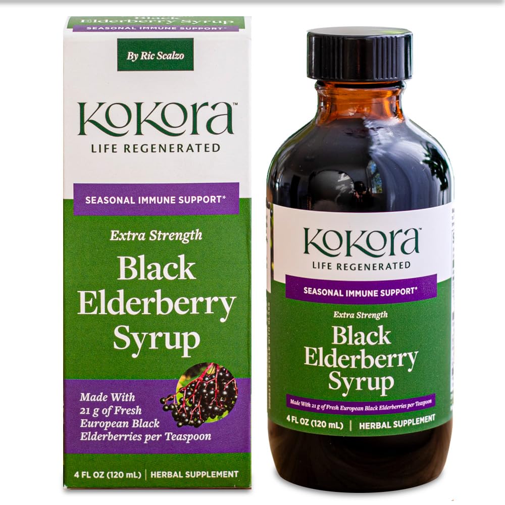 kokora Black Elderberry Syrup with Aronia Berry and Buckwheat Honey